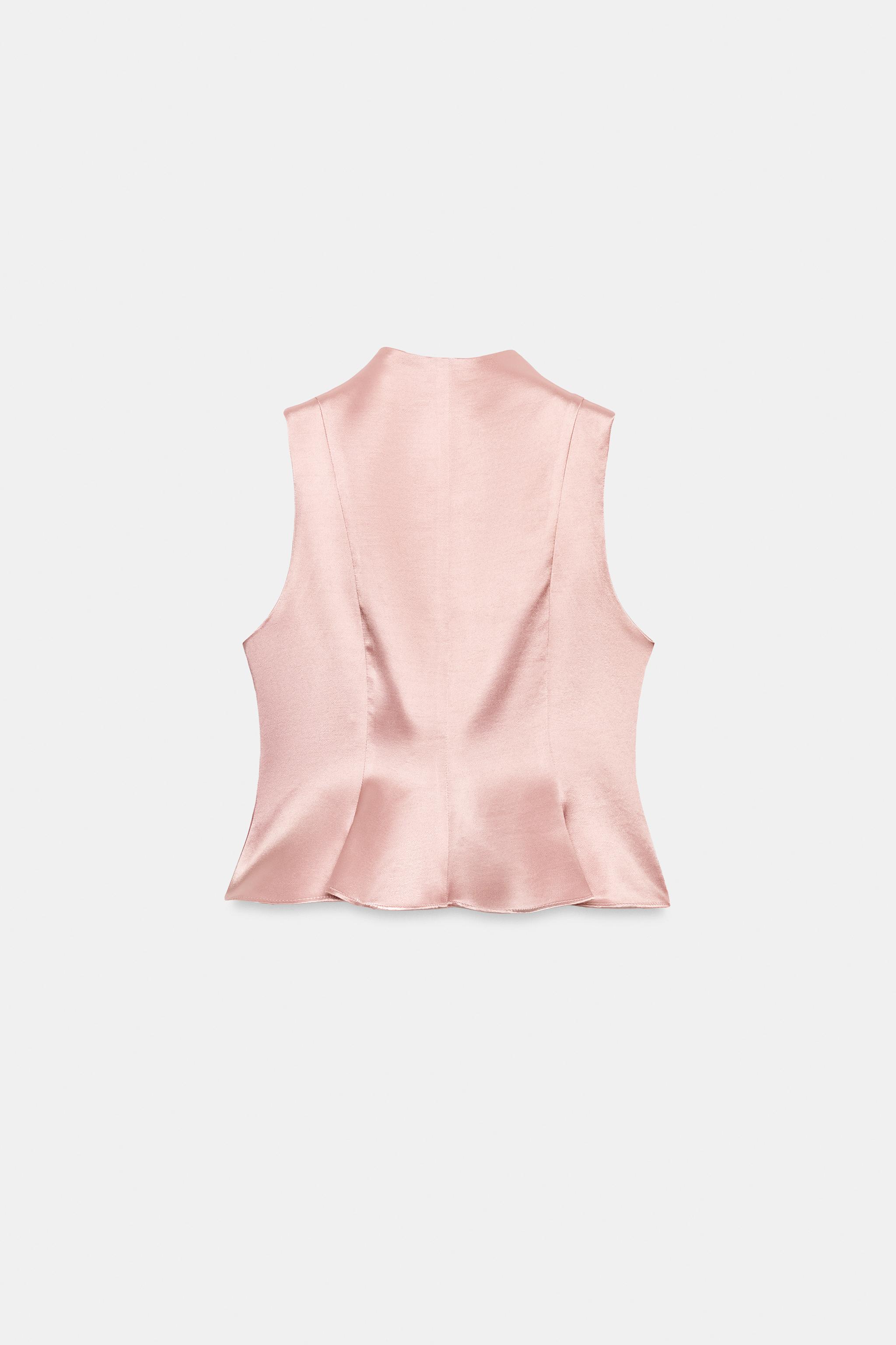 JEWEL BUTTON SATIN EFFECT TOP